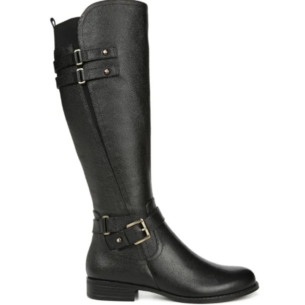 Naturalizer Jessie Leather Buckle Hardware Tall Riding Boots Extra Wide Calf